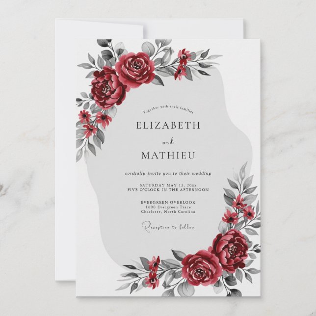 Burgundy Enchanting Winter Wedding Invitation (Front)