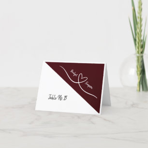 Burgundy et blanc élégant invité Cartes de siège