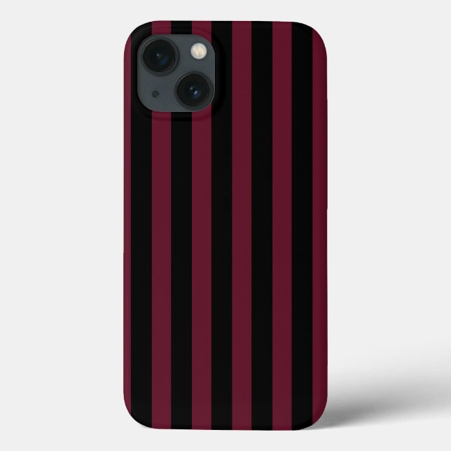 Burgundy et noir rayures Coque-Mate coque iphone (Verso)