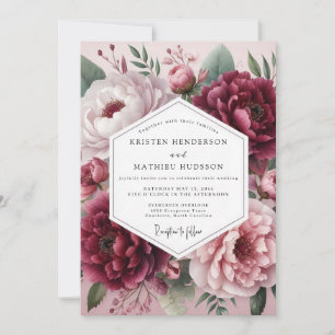 Burgundy Ethereal Blossom Wedding Invitation