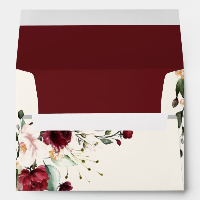 Burgundy Eucalyptus Floral Wedding Invitation  Env Envelope (Back (Bottom))