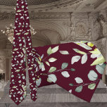 Burgundy Eucalyptus Greenery Wedding Neck Tie<br><div class="desc">Neck Ties for Tuxedo Royale by Leonbience. This tie features a solid colour background with watercolor painted eucalyptus greenery.</div>