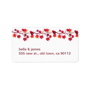 Burgundy Fall Autumn Wedding Address Labels