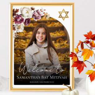 Burgundy Fall Bat Mitzvah Photo Welcome Sign
