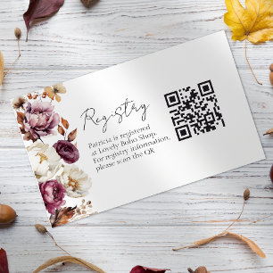 Burgundy Fall Bridal Shower Gift Registry QR Card