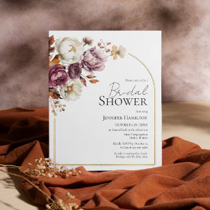 Burgundy Fall Budget Bridal Shower Invitation