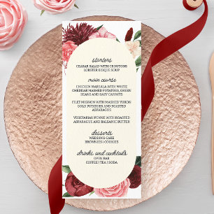 Burgundy Fall Floral Wedding Menu