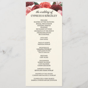 Burgundy Fall Floral Wedding Program