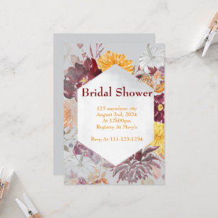 BURGUNDY FALL FOLIAGE BRIDAL DOUCHE INVITATION