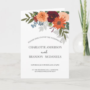 Burgundy Fall Garden Floral Faire-part de mariage