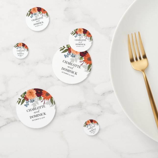 Burgundy Fall Garden Floral Wedding Confetti (Group)