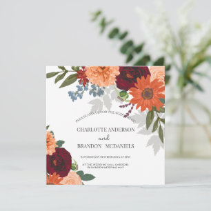 Burgundy Fall Garden Floral Wedding  Invitation