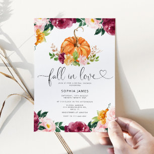 Burgundy Fall in love bridal shower invitation
