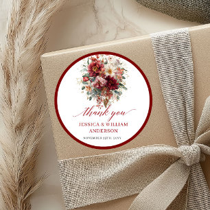 Burgundy Fall Marsala Wedding Sticker Design