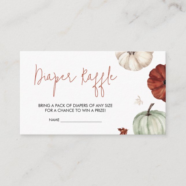 Burgundy Fall Pumpkin Baby Shower Diaper Raffle Enclosure Card (Front)