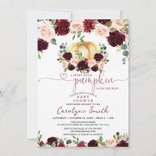 Burgundy Fall Pumpkin Baby Shower Invitation