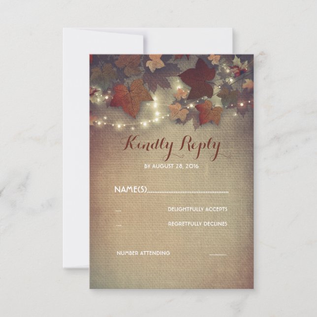 Burgundy Fall quitte Mariage Rustique Cartes RSVP (Devant)