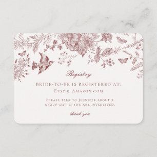 Burgundy Fall Toile Jouy Carte d'enregistrement In