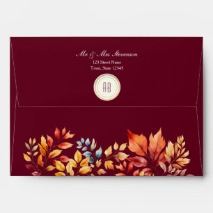 Burgundy Fall Wedding Envelope