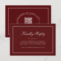 Burgundy Fall Wedding RSVP Online Enclosure Card