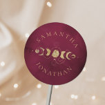 Burgundy & Faux Gold Tarot Celestial Wedding Classic Round Sticker<br><div class="desc">Burgundy & Faux Gold Tarot Celestial Wedding Classic Round Sticker</div>