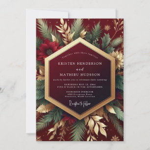 Burgundy Festive Foliage Wedding Invitation