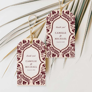 Burgundy Fiesta Wedding Favor Thank You Tag