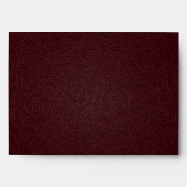 Burgundy Filigree Envelope - A7 Greeting Card (Front)