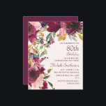 Burgundy Floral 80th Birthday Grandmother<br><div class="desc">Beautiful and elegant purple, burgundy, and blush pink watercolor floral, botanical 80th birthday party budget invitation for a "mother, grandmother, and friend". This birthday party invitation goes in my Burgundy and Blush Pink Floral Birthday Party Collection. Contact me for assistance with your customizations or to request additional matching or coordinating...</div>