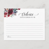 Burgundy Floral Advice For The Bride-To-Be Card