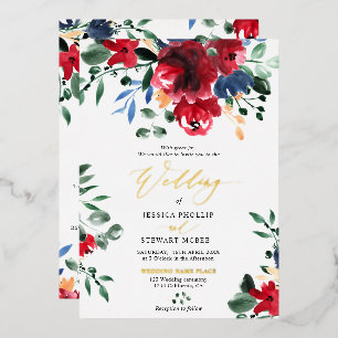 Burgundy floral all in one calligraphy wedding
