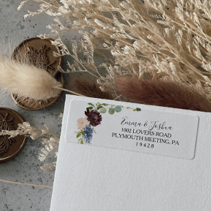 Burgundy Floral and Greenery Adresse de retour