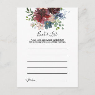 Burgundy Floral and Greenery Bucket List Cards