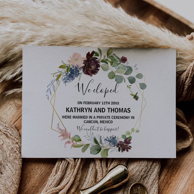 Burgundy Floral and Greenery Elopement Announcement (Creator Uploaded)