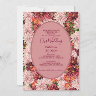 Burgundy Floral Anniversary   Birthday   Wedding   Invitation