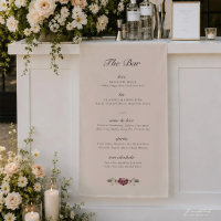 Burgundy Floral Art Nouveau Fabric Bar Menu Banner