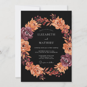 Burgundy Floral Artistry Wedding Invitation