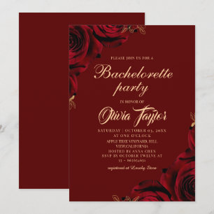 Burgundy Floral Bachelorette Party Invitation