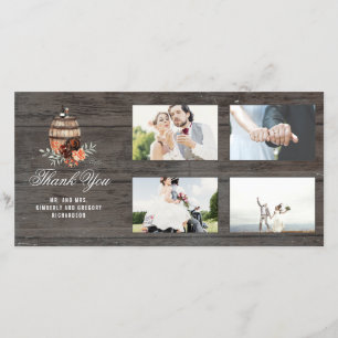 Burgundy Floral Barrel Rustic Thank You Wedding Card