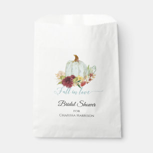 Burgundy Floral Blue Pumpkin Fall in Love Foliage Favour Bag