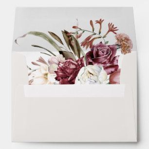 Burgundy Floral Boquet Lined Envelope