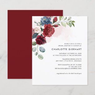 Burgundy Floral Botanical Bridal Shower Invitation