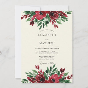 Burgundy Floral Botanical Wedding Invitation