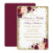 Burgundy Floral Bridal Shower Brunch Invite Gold B