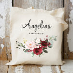 Burgundy Floral Bridesmaid Personalized Tote Bag<br><div class="desc">Check out 400 popular styles of wedding tote bags from the "Wedding Tote Bags" collection of our shop! Click “Edit Design” will allow you to customize further. You can change the font size, font color and more! wedding tote bags, tote bags wedding, floral tote bags, rustic floral, rustic tote bags,...</div>