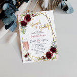 Burgundy Floral Brunch And Bubbly Bridal Shower Invitation<br><div class="desc">For more advanced customization of this design,  simply select the "Customize It" button above!</div>