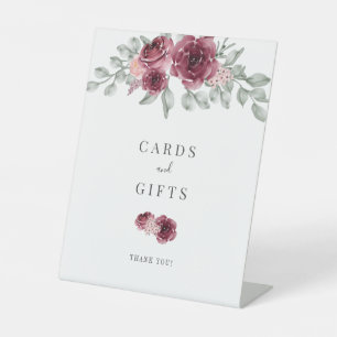 Burgundy Floral Card and Gifts Pedestal Sign