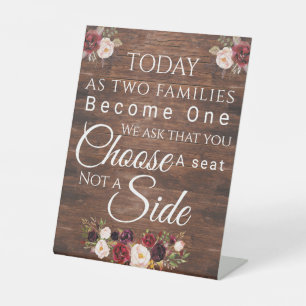 Burgundy Floral Choose a Seat  Poster Pedestal Sign