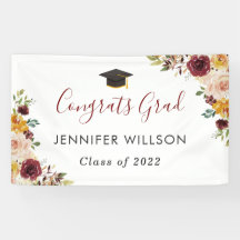 Burgundy Floral Congrats Grad Graduation Party