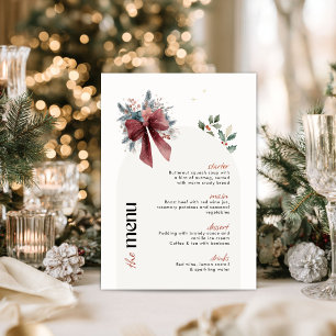 Burgundy Floral Dinner Party Chistmas Menu Card